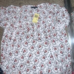 Max Edition White and Pink Floral Blouse